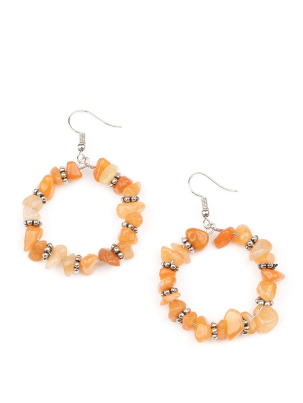 E-45 Orange Beaded Hoop Earrings - Women Jewelry